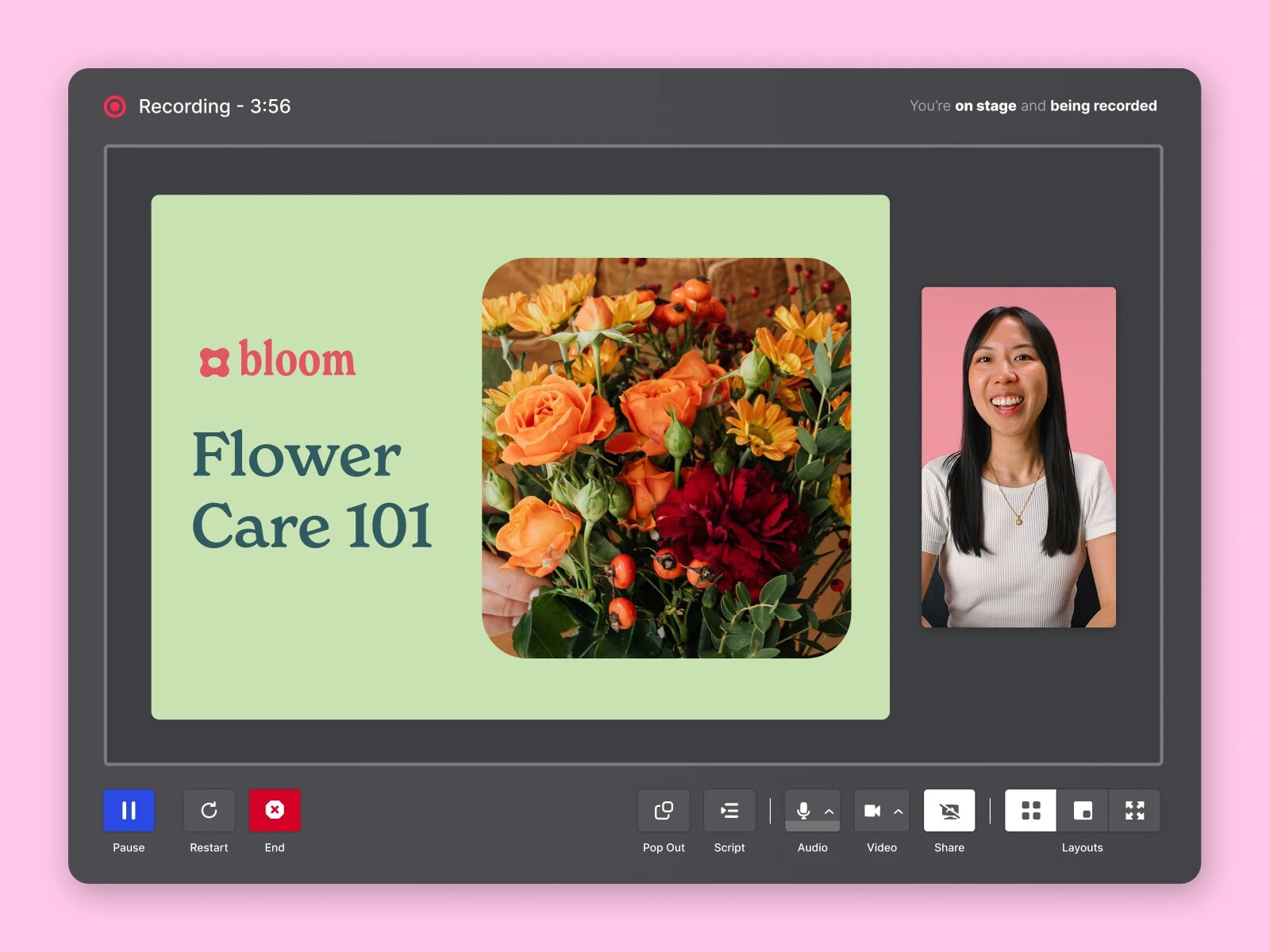Wistia Studio recording two people on a video call